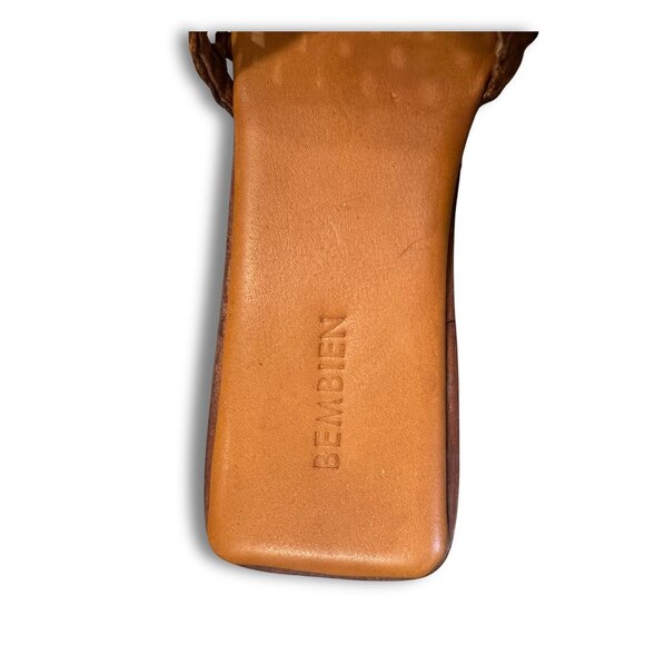 Bembien Milana Woven Leather Slides Size 6 Brown Square Toe Sandals Made In Indi - Picture 4 of 6